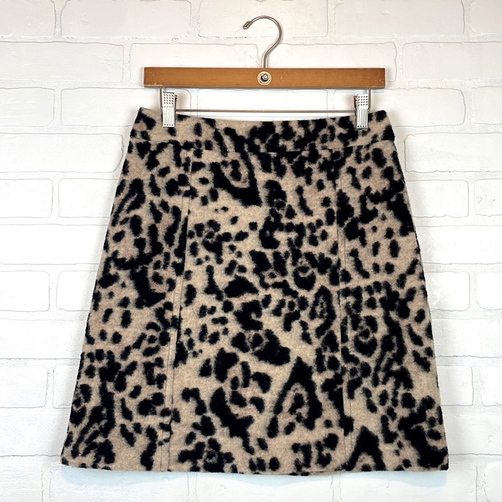 Ann Taylor Wool Blend Cheetah Print High Rise Mini Skirt 4